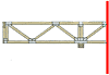 Diagram of a cantilevered truss with a single fixed support on the left and a free end on the right, displaying load paths and structural elements.