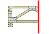 Engineering schematic of a bottom chord truss connection, illustrating the intersection of diagonal and vertical members secured with gusset plates.